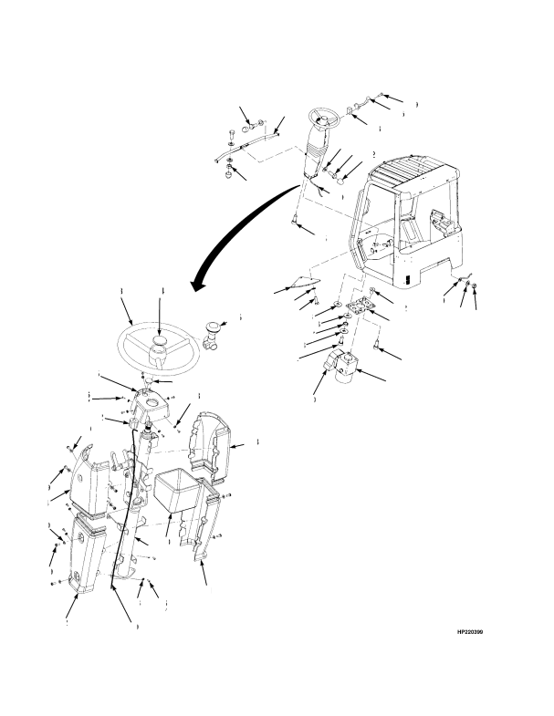 STEERING COLUMN AND ATTACHING PARTS