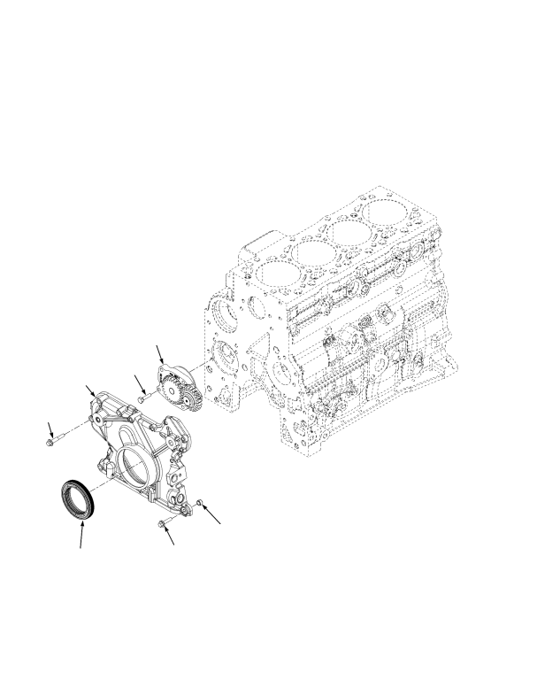 DIESEL ENGINE ASSEMBLY OIL PUMP AND FRONT GEAR COVER