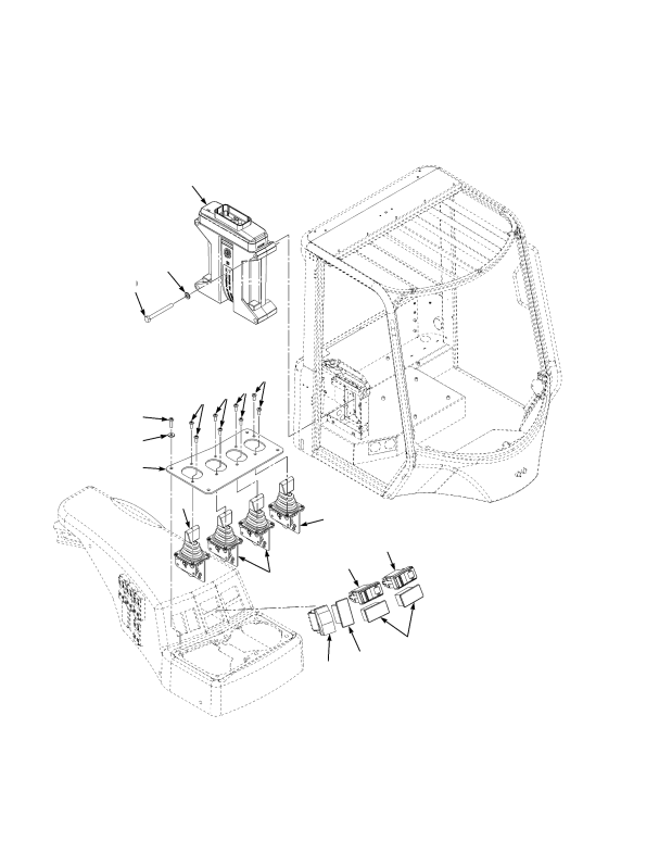 HYDRAULIC LEVERS FOUR-LEVER CONTROL PANEL WITHOUT CLAMPING