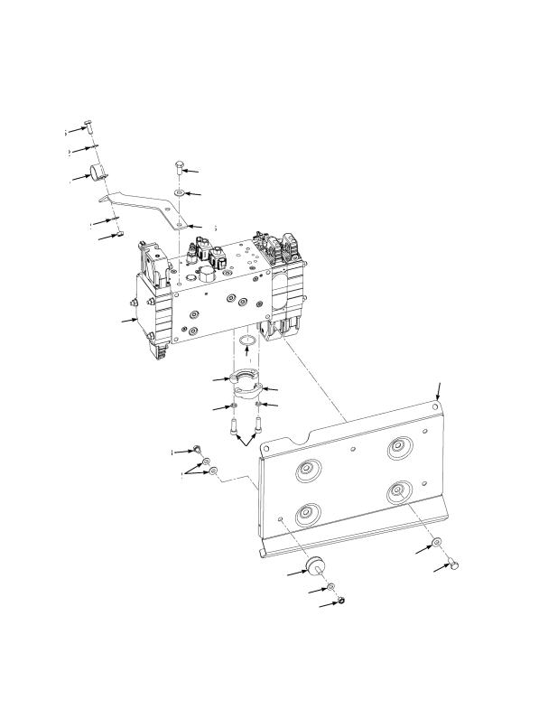 HYDRAULIC CONTROL VALVE AND ATTACHING PARTS WET BRAKE THREE SLICES