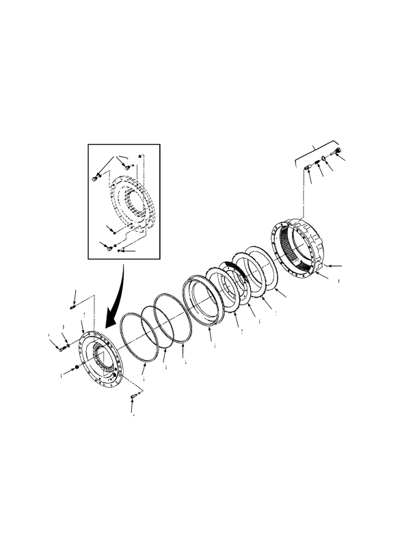 BRAKE ASSEMBLY SERVICE BRAKES (→S/N G117E01504K INC. 01506-01508)