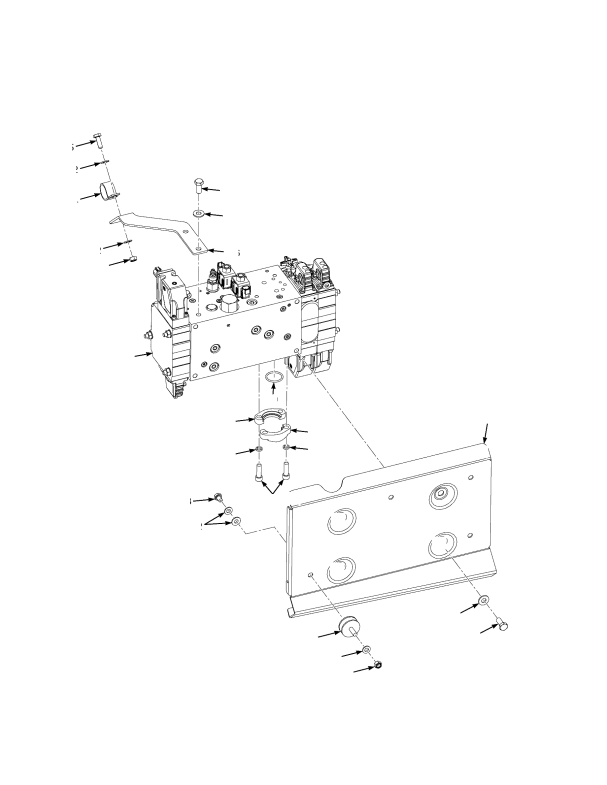 HYDRAULIC CONTROL VALVE AND ATTACHING PARTS DRY BRAKE THREE SLICES