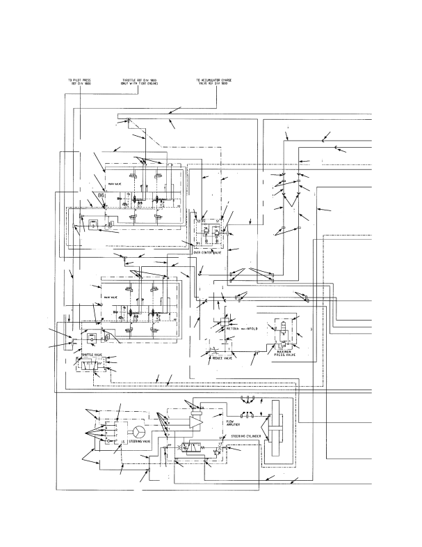 HYDRAULIC SYSTEM SHEET 1 OF 2 — TIER II ENGINE (S/N A222E01563Z ↔ S/N A222E01602C EXC. 1564-1565)