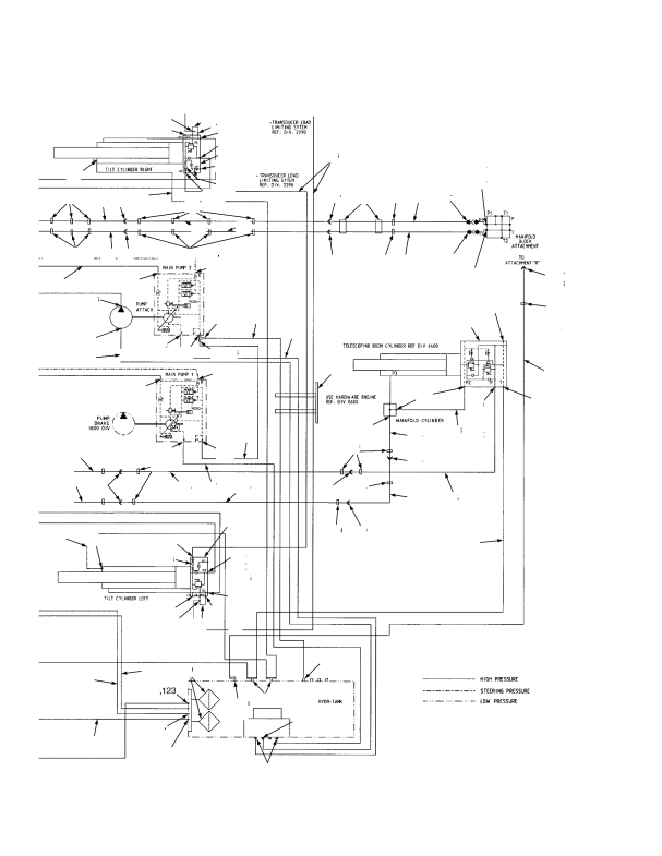HYDRAULIC SYSTEM SHEET 2 OF 2 — TIER II ENGINE (S/N A222E01563Z ↔ S/N A222E01602C EXC. 1564-1565)