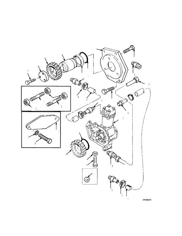 AUXILIARY DRIVE GEAR AND AIR COMPRESSOR TIER I ENGINE (-> S/N F007E02450A)