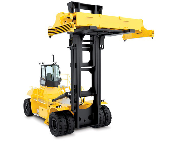 Laden container handler
