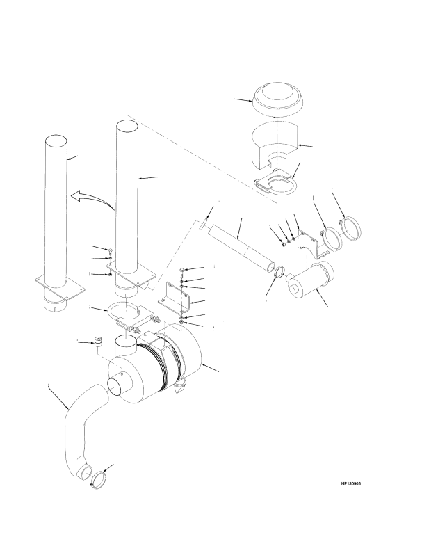 AIR FILTER SYSTEM WITHOUT ASPIRATED PRE-CLEANER -> TIER I ENGINE