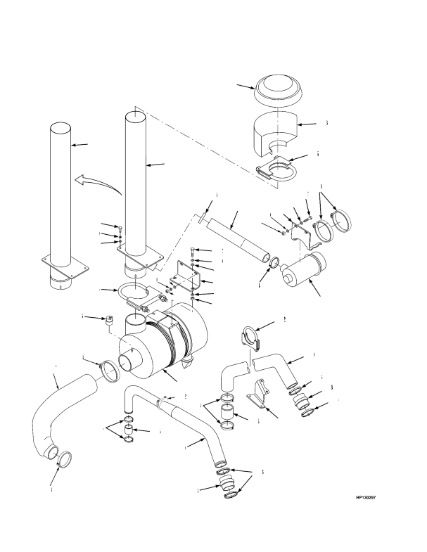 AIR FILTER SYSTEM WITHOUT ASPIRATED PRE-CLEANER -> TIER II ENGINE